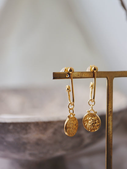 Drop coin silver925 earrings