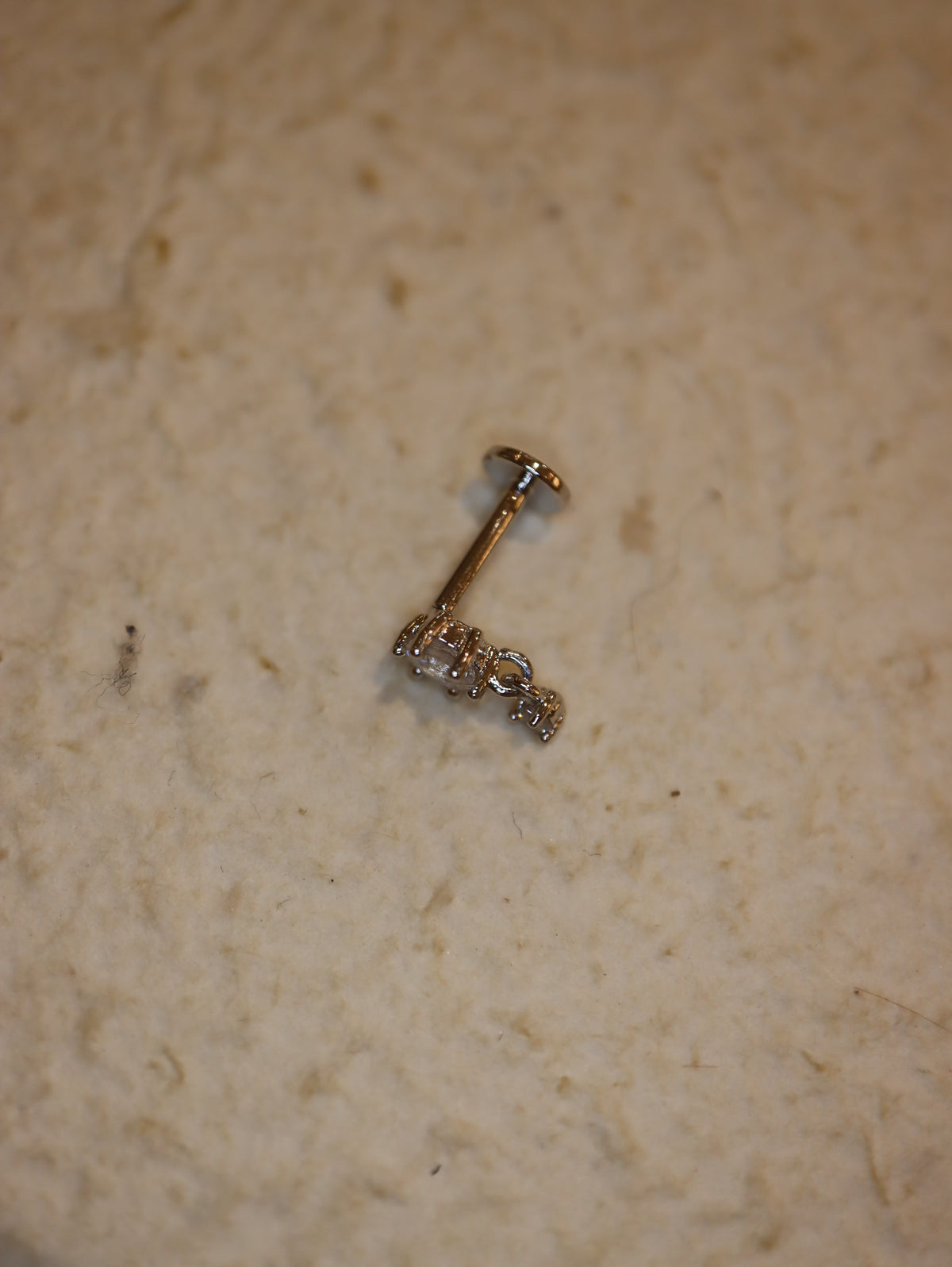 Hexa Dangle Stud 925 Silver flat back piercing (1pc)