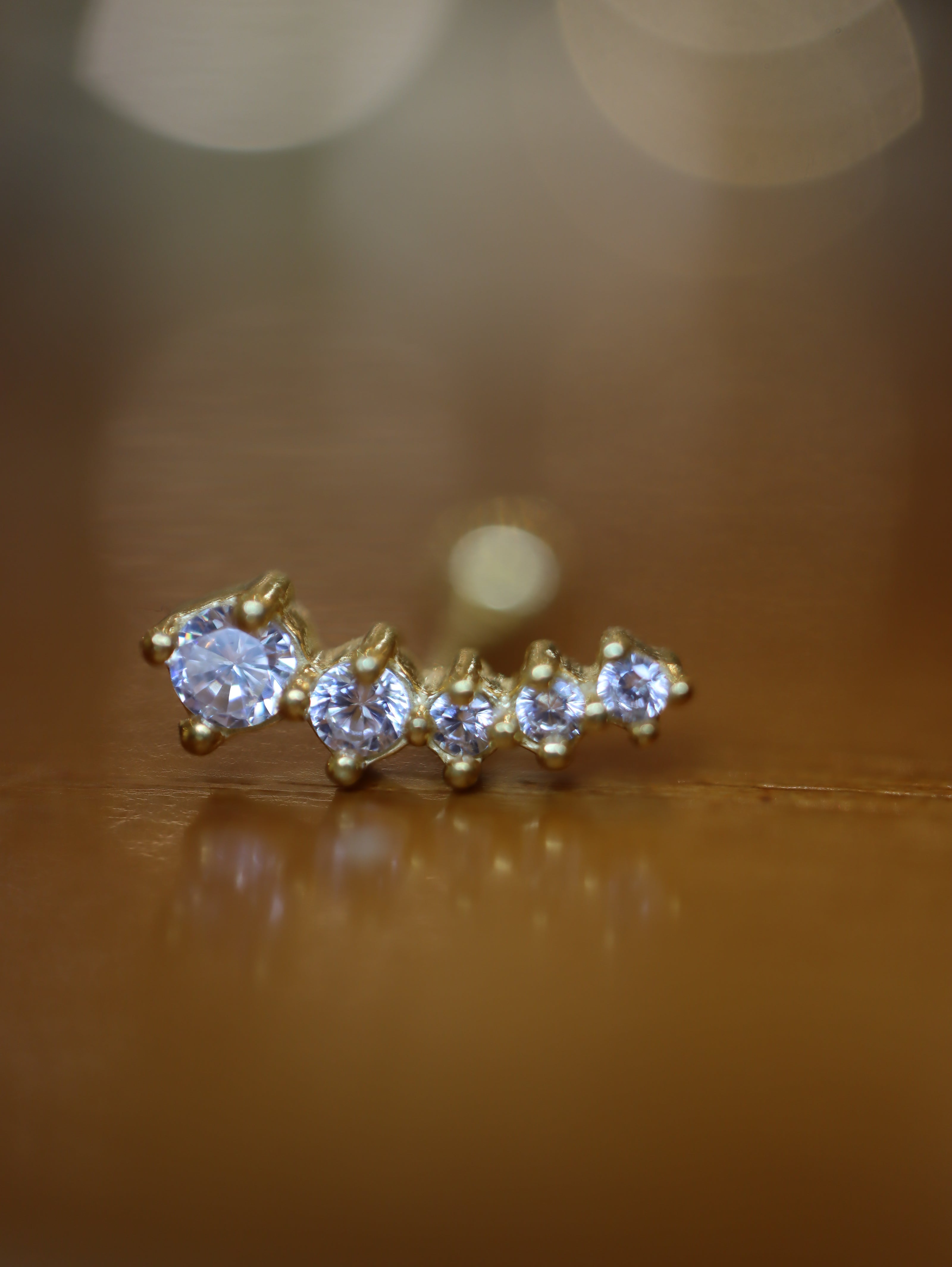 Bar curved 925 silver stud ball end piercing