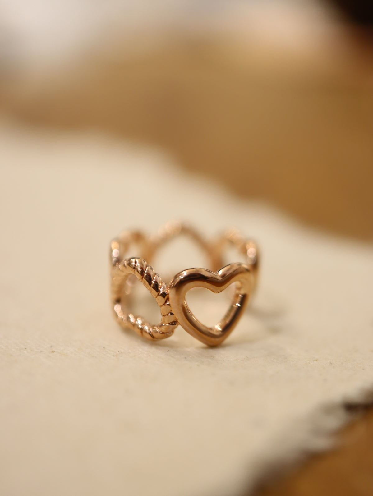 Heart rosegold 925 silver Earcuff