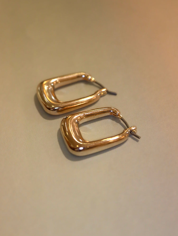 Bold Rectangular Rose Gold Earrings