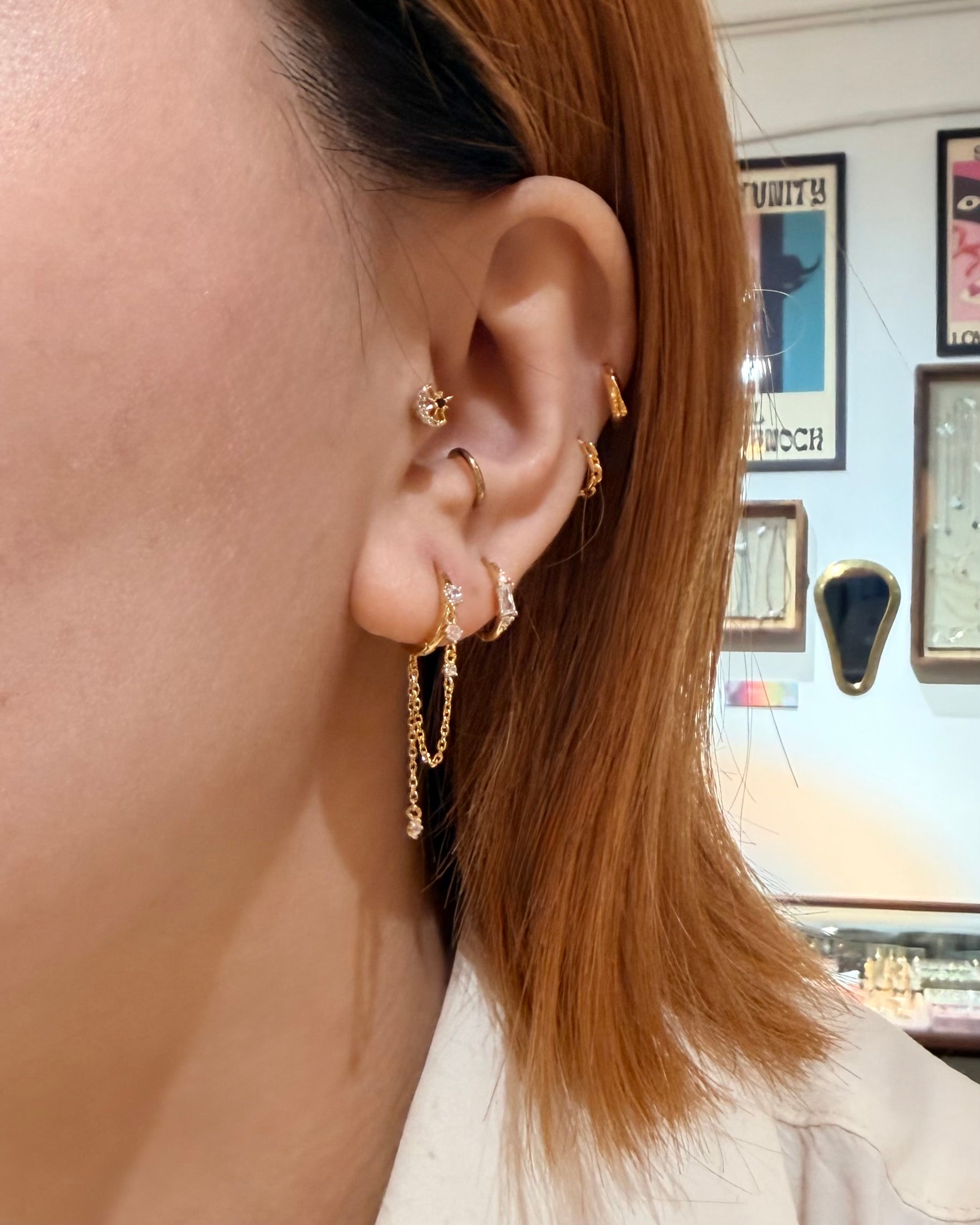 Drop chain cz silver925 earrings