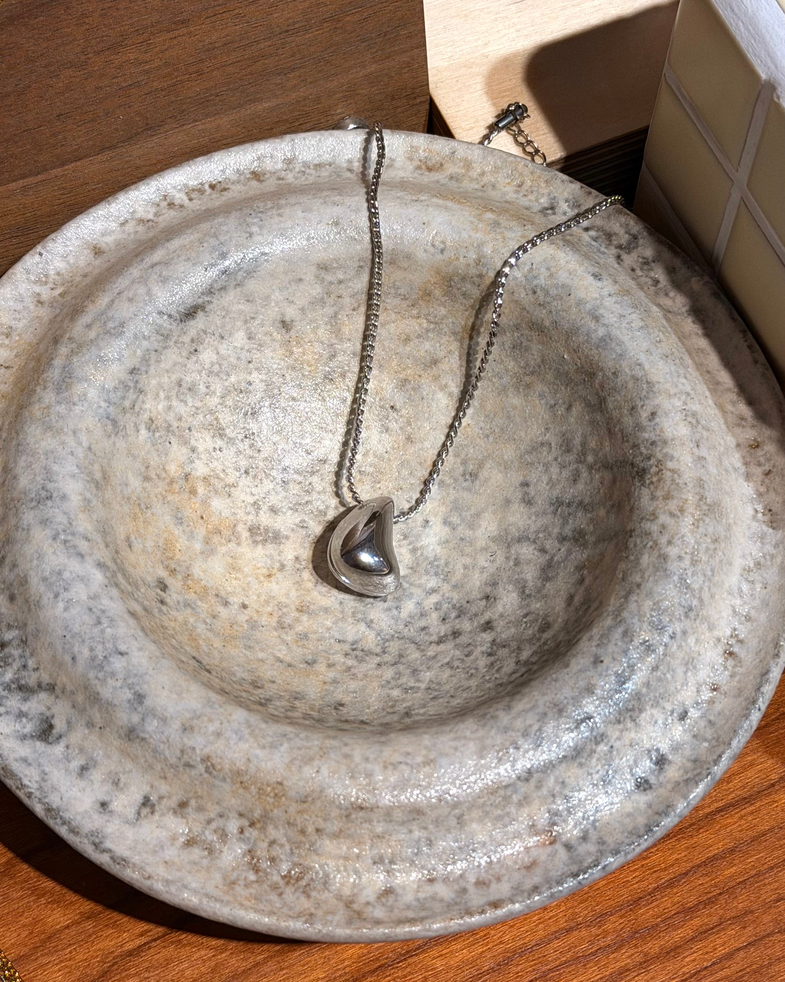Pebble Pendant Stainless Steel Necklace