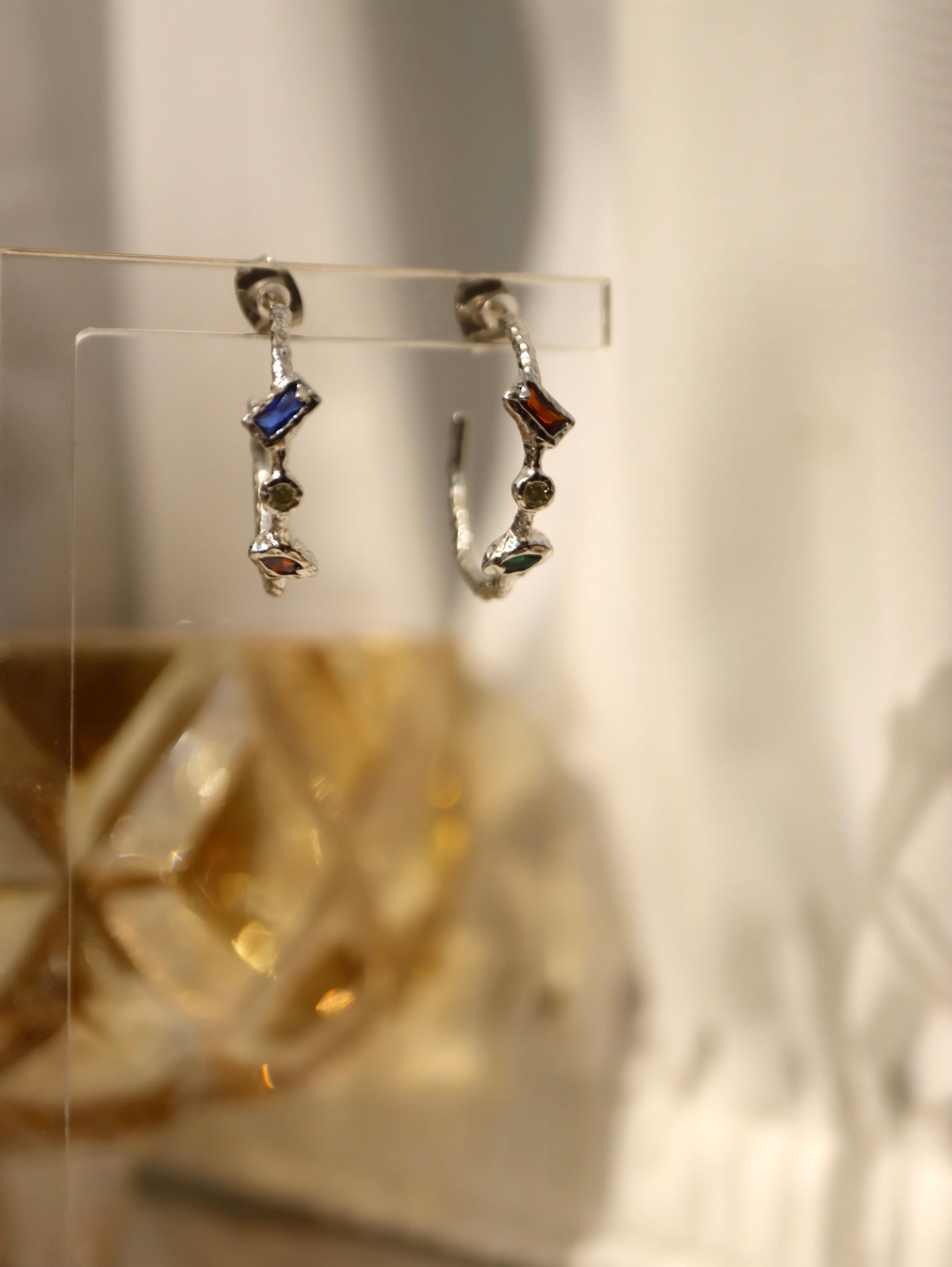 925 Silver multi-color cz hoop earrings