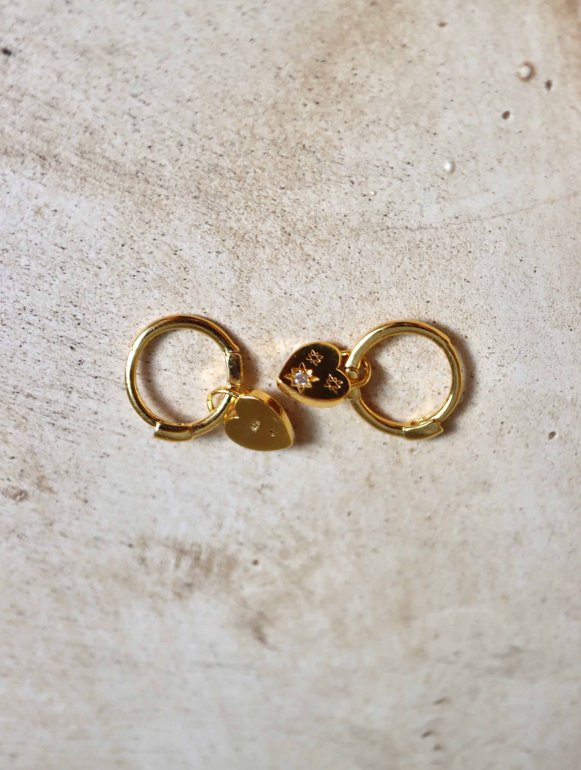 Silver925 Drop studded heart huggie hoop earrings