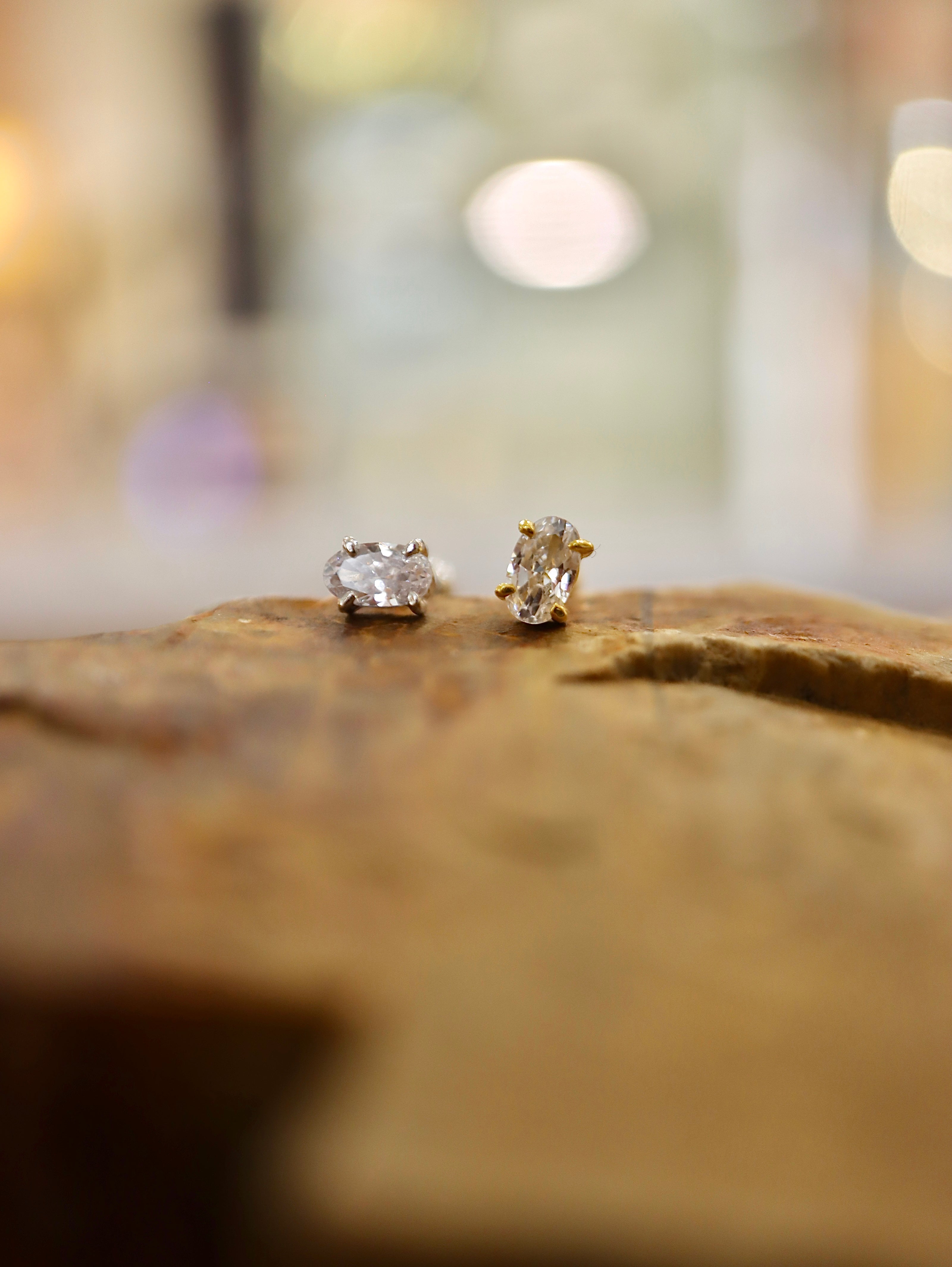 Oval cz 925 silver piercing stud