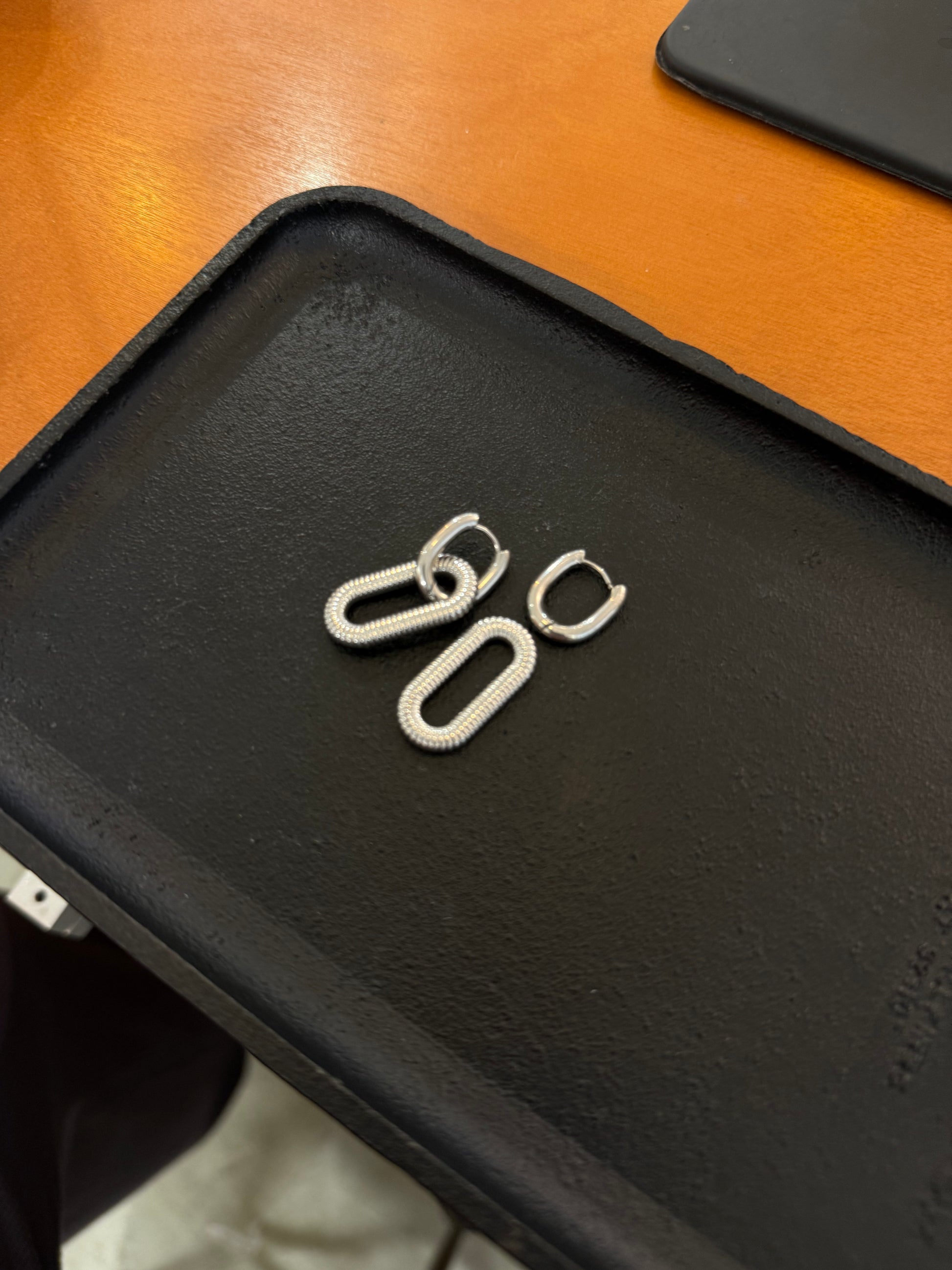 Interlock stainless steel earrings