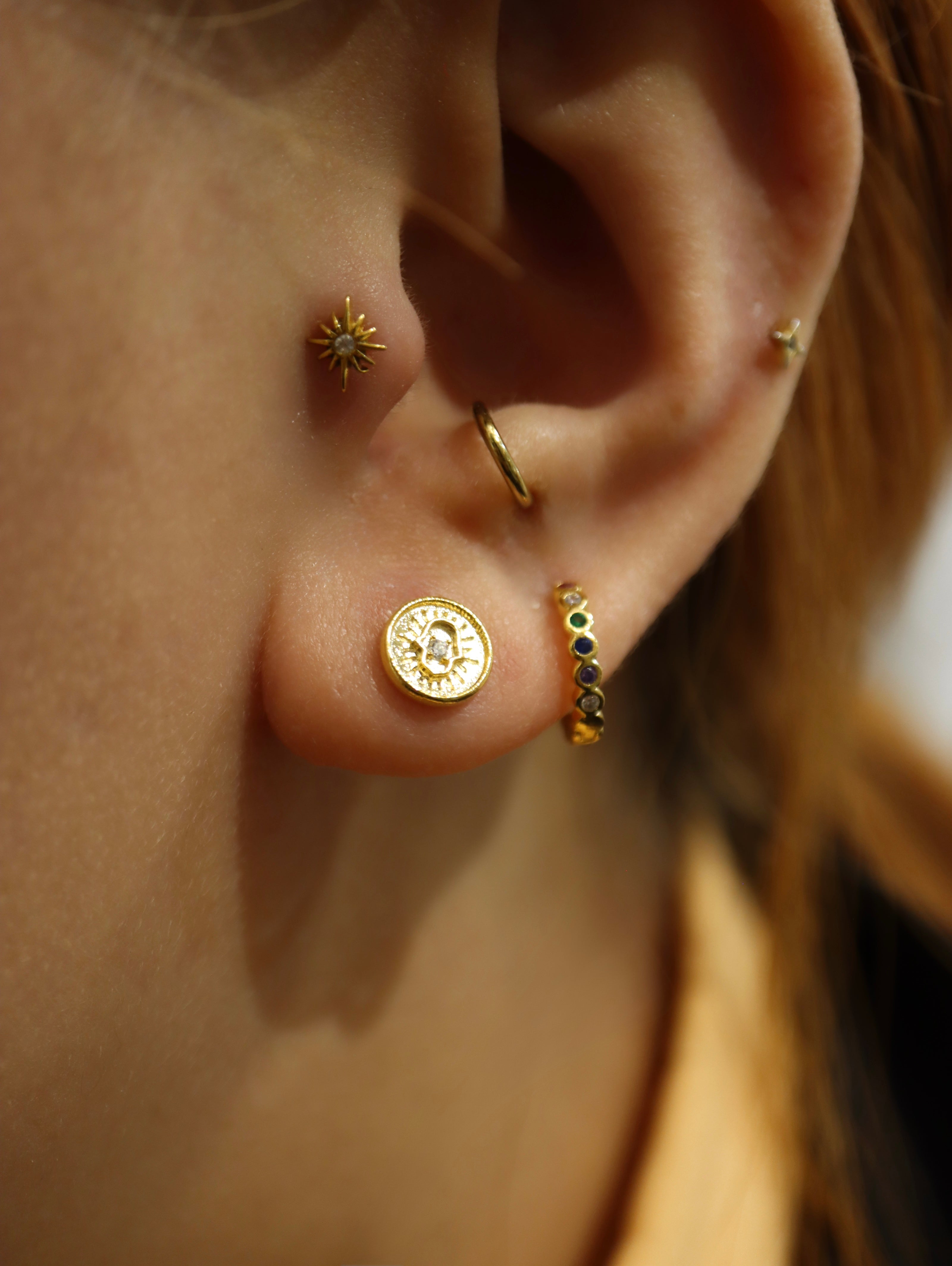 Rainbow cz hinged hoop earrings