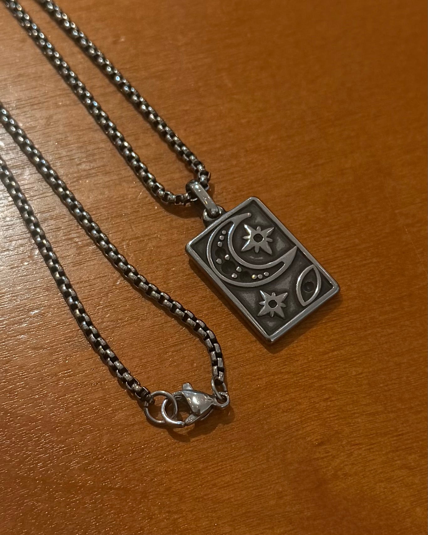 Celeste Tag Pendant Stainless Steel Necklace