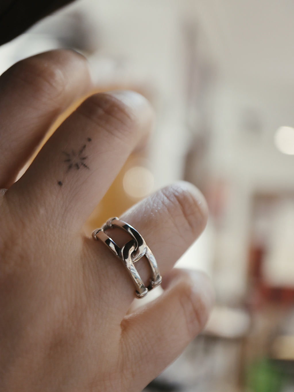 Interlock 925 Silver free size ring