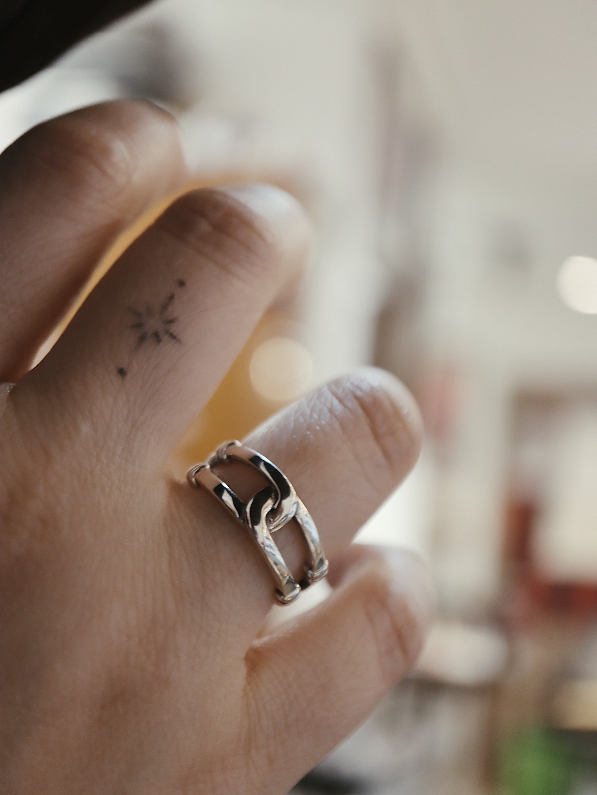 Interlock 925 Silver free size ring