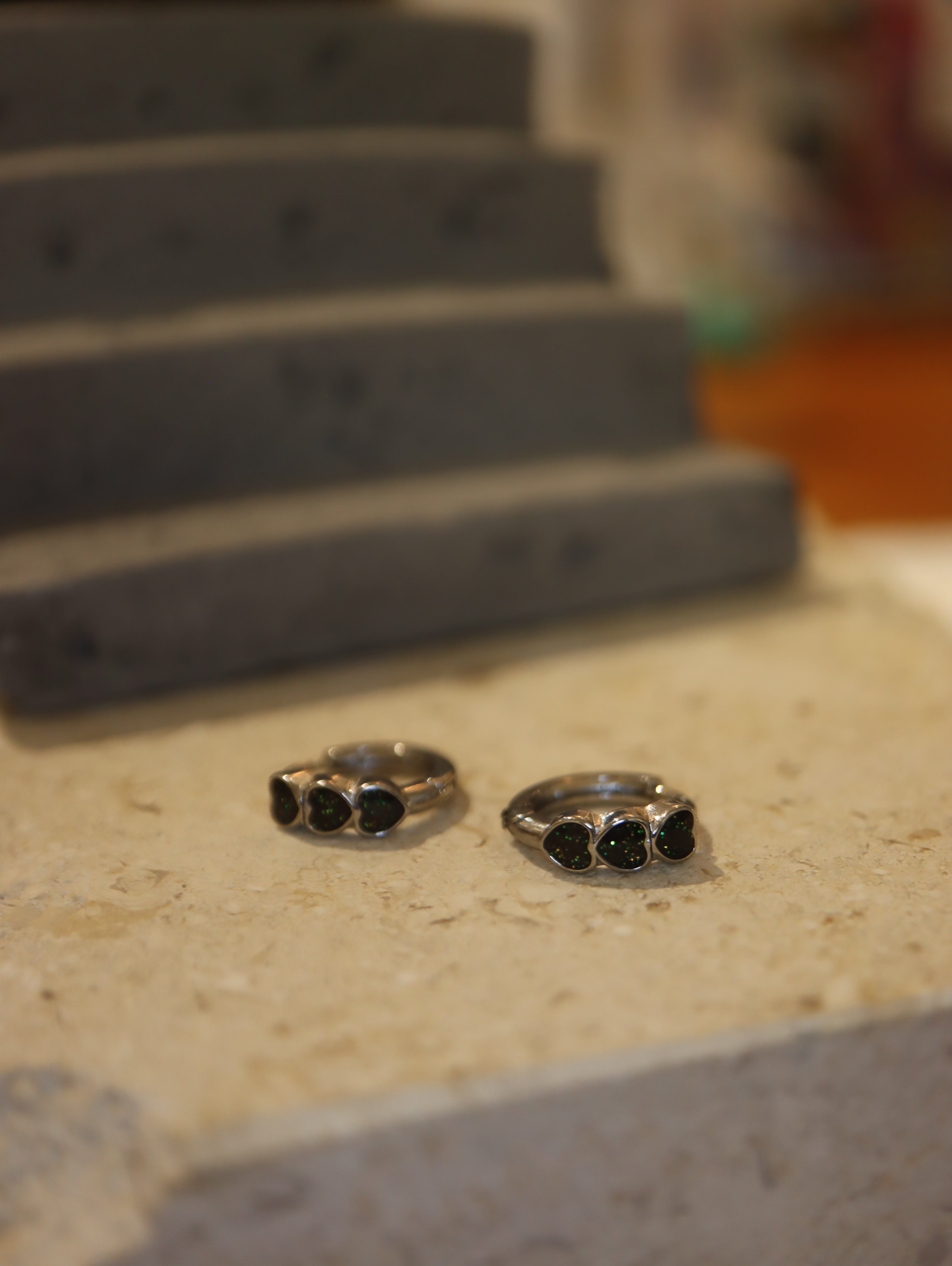 Glitter Heart Trio Hoop Surgical steel earrings