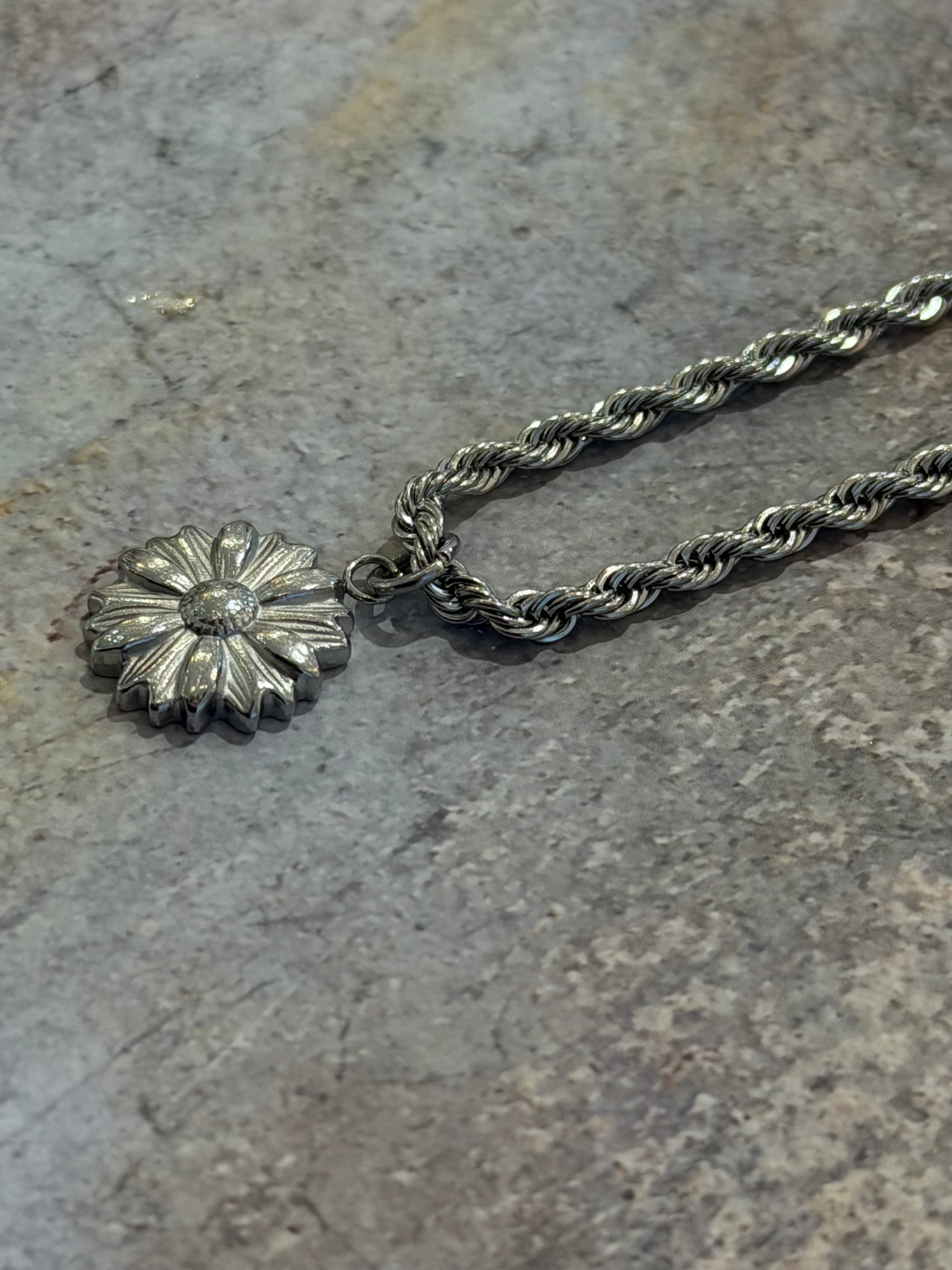 Sunflower Rope Chain Stainless Steel Necklace