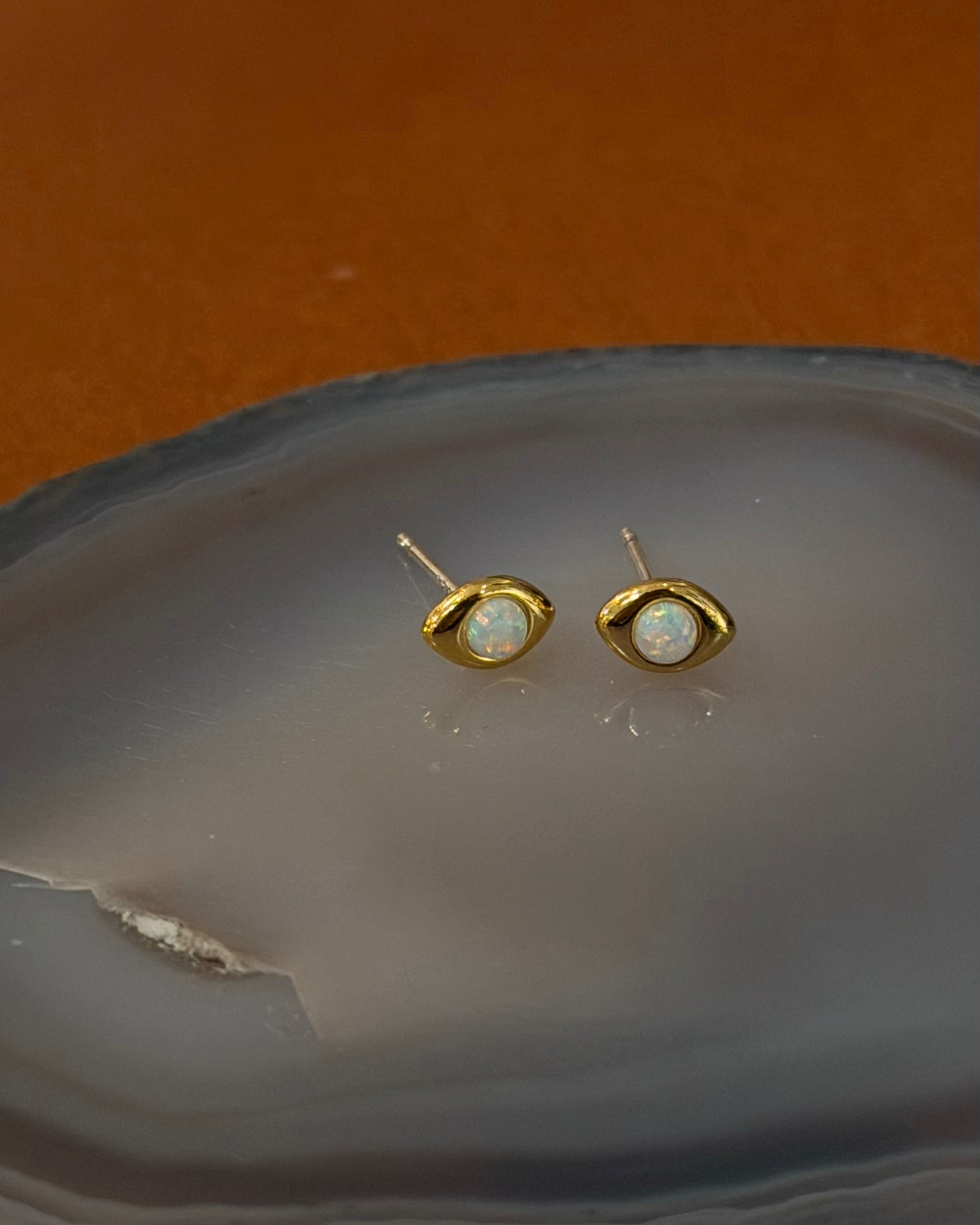 Mini eye opal earrings