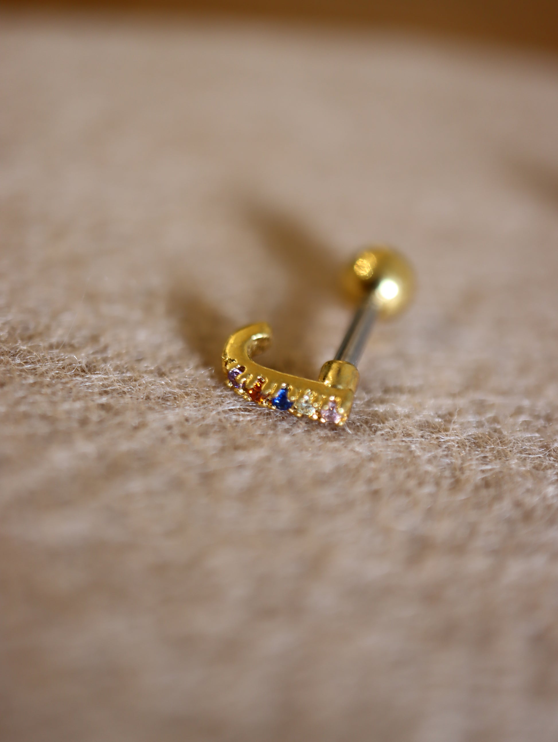 Rainbow mini cz stud surgical steel earring (1pc)
