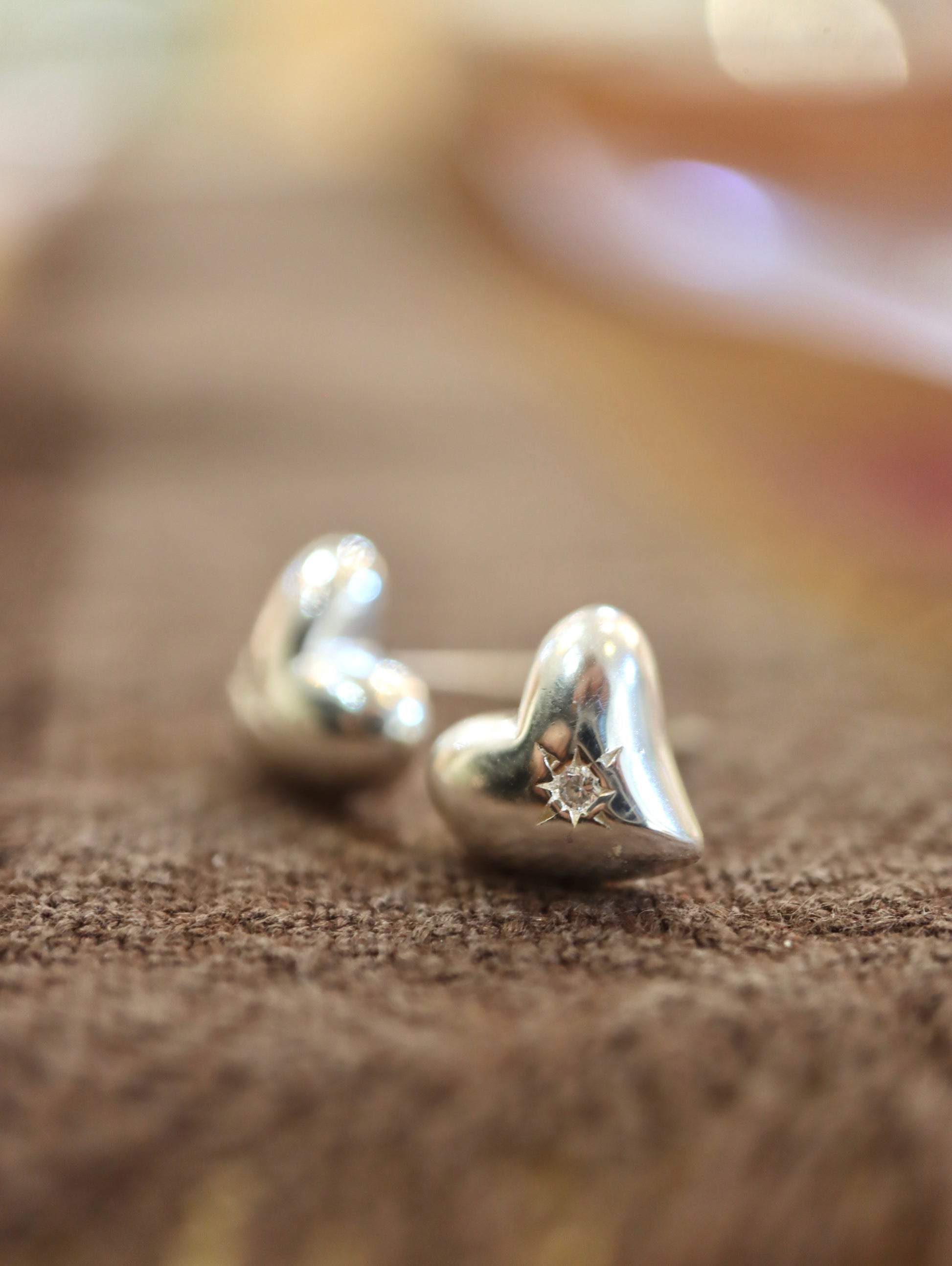 Heart cz stud 925 silver earrings