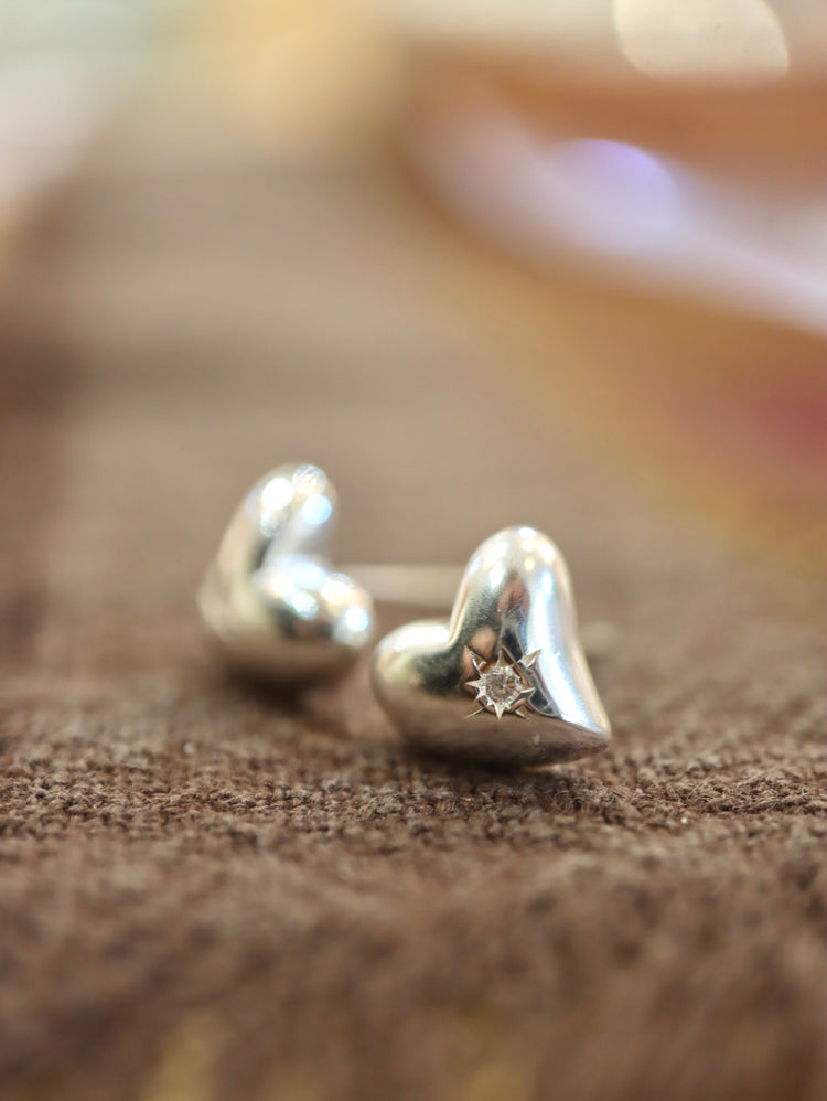 Heart cz stud 925 silver earrings