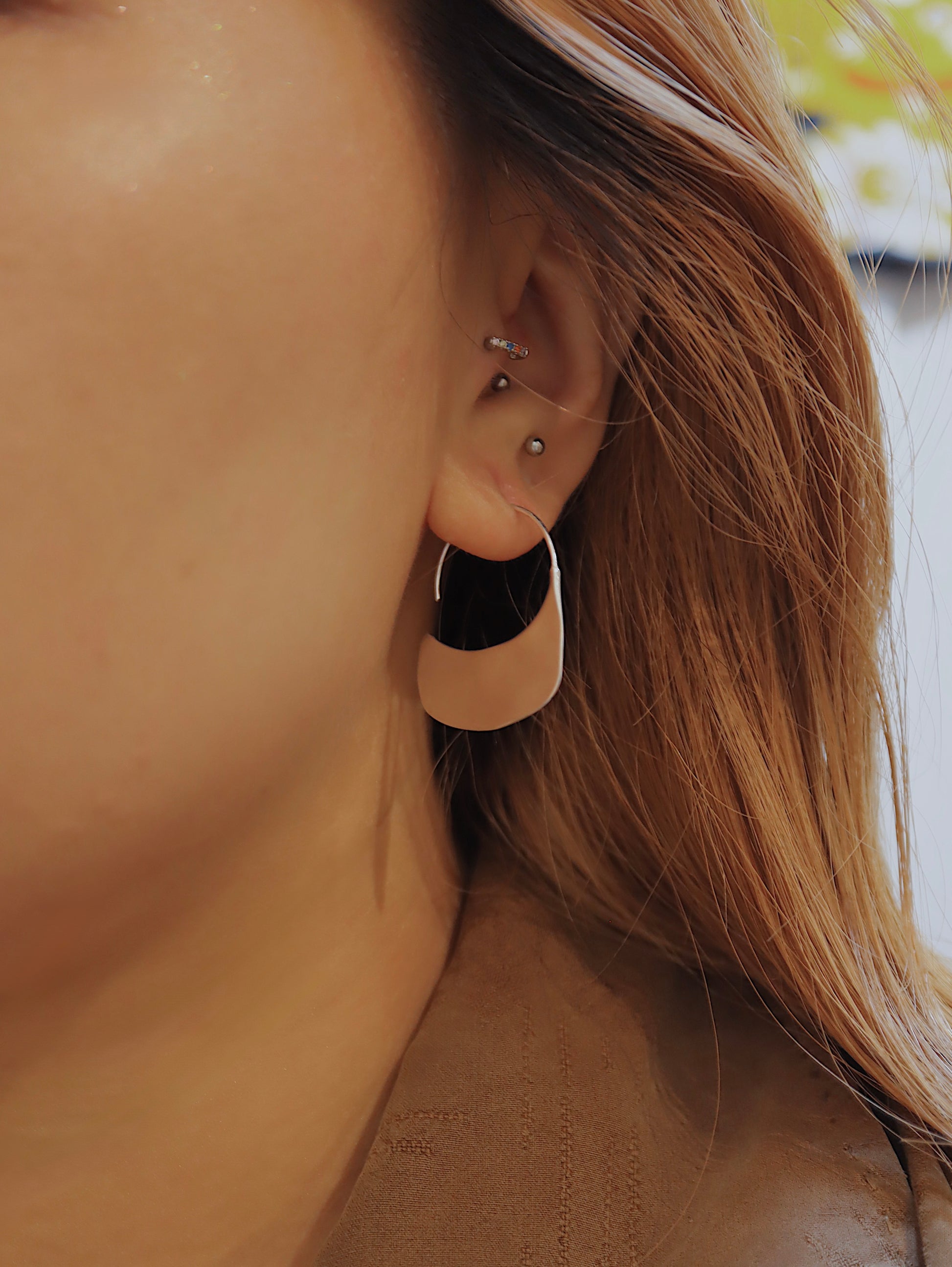 Flat 925 Silver Hook Earrings