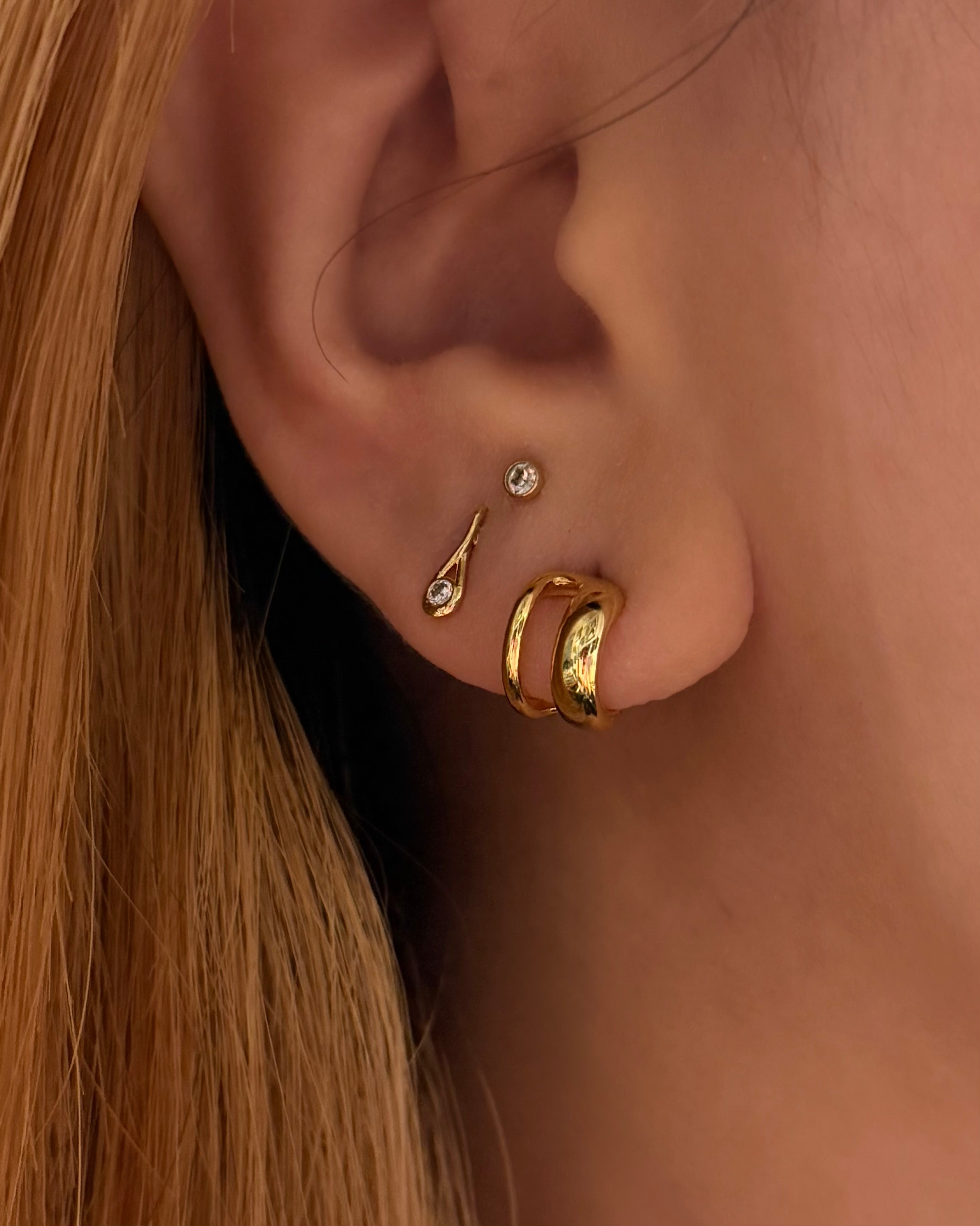 Glow Orbit Drop Mini Brass Earrings