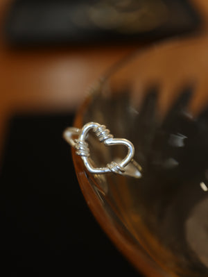 Silver925 hallow heart open size ring