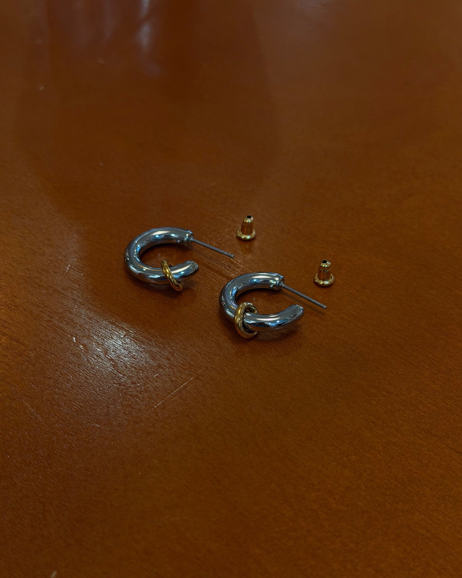 Mix tone stainless steel earrings