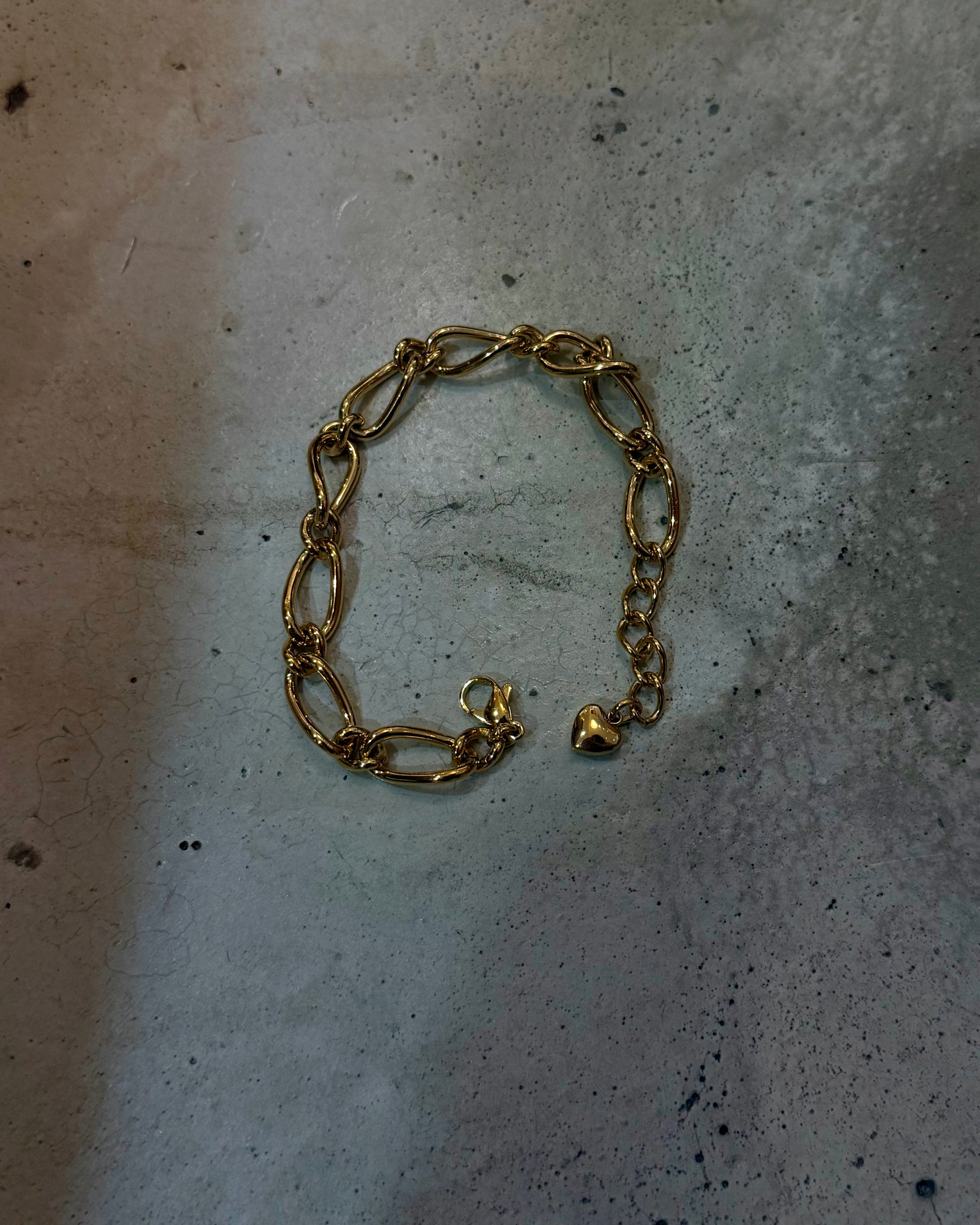 Interlock drop heart stainless steel bracelet