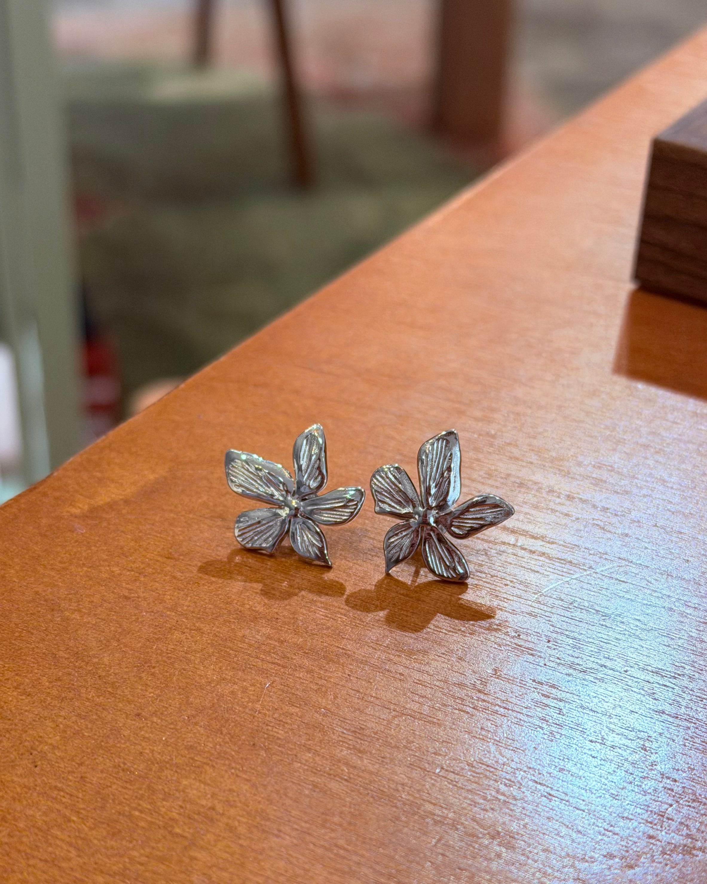 stainless steel flower petal earrings
