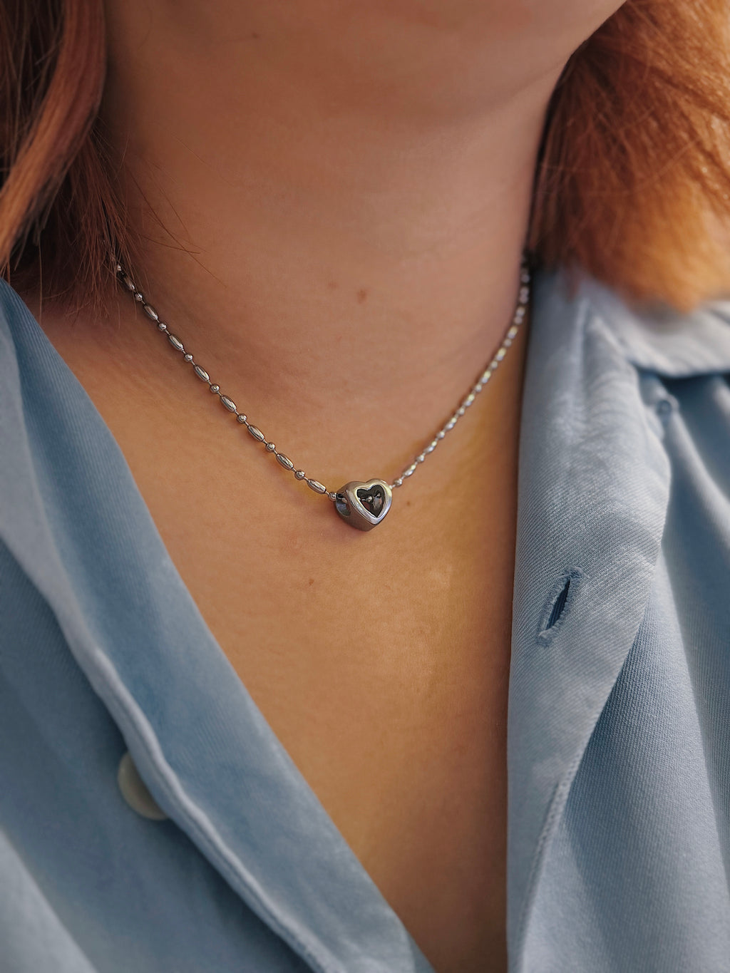Heart stainless steel necklace (2ways)