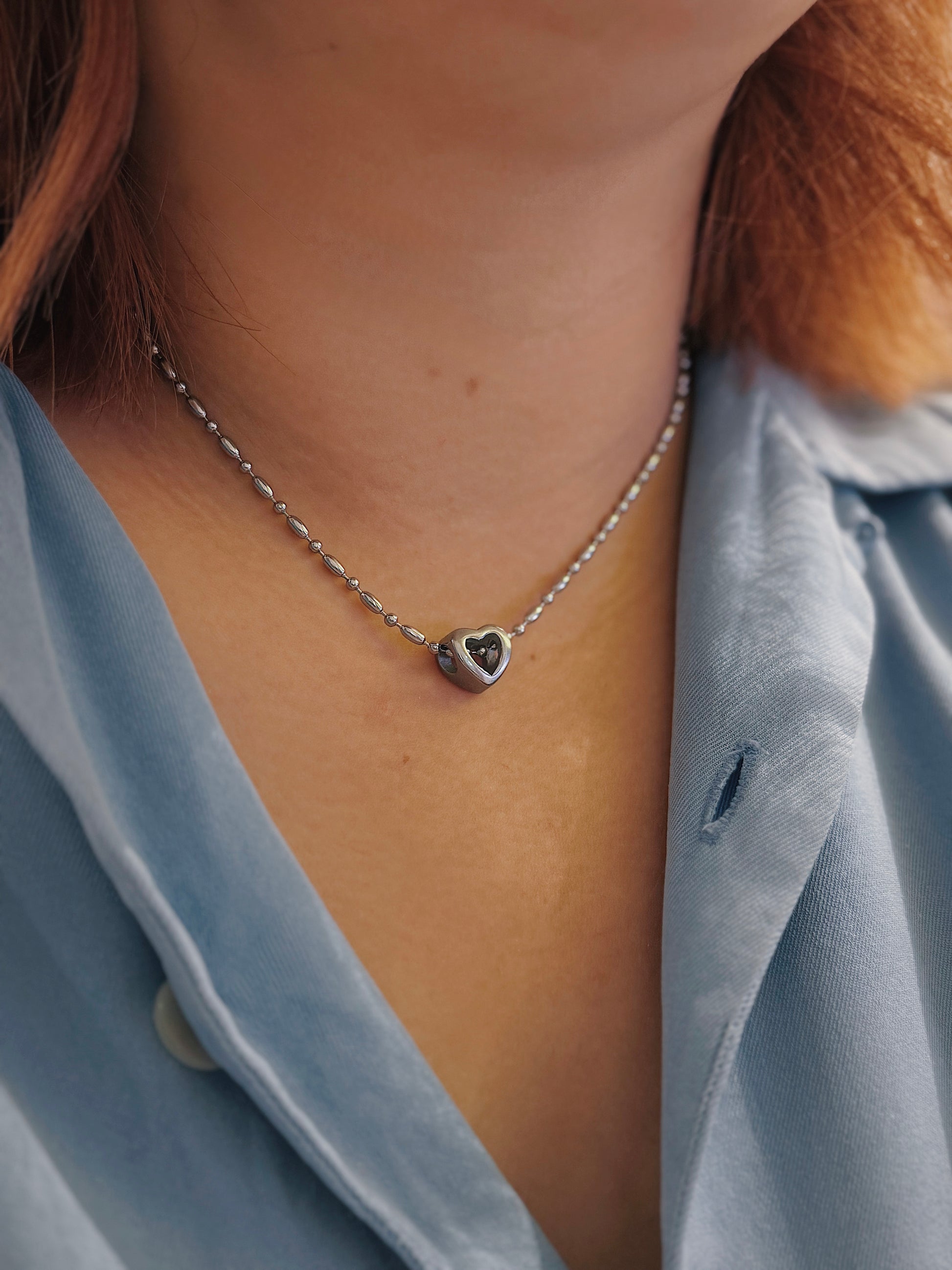 Heart stainless steel necklace (2ways)