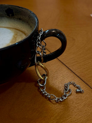 Mix tone interlock stainless steel bracelet