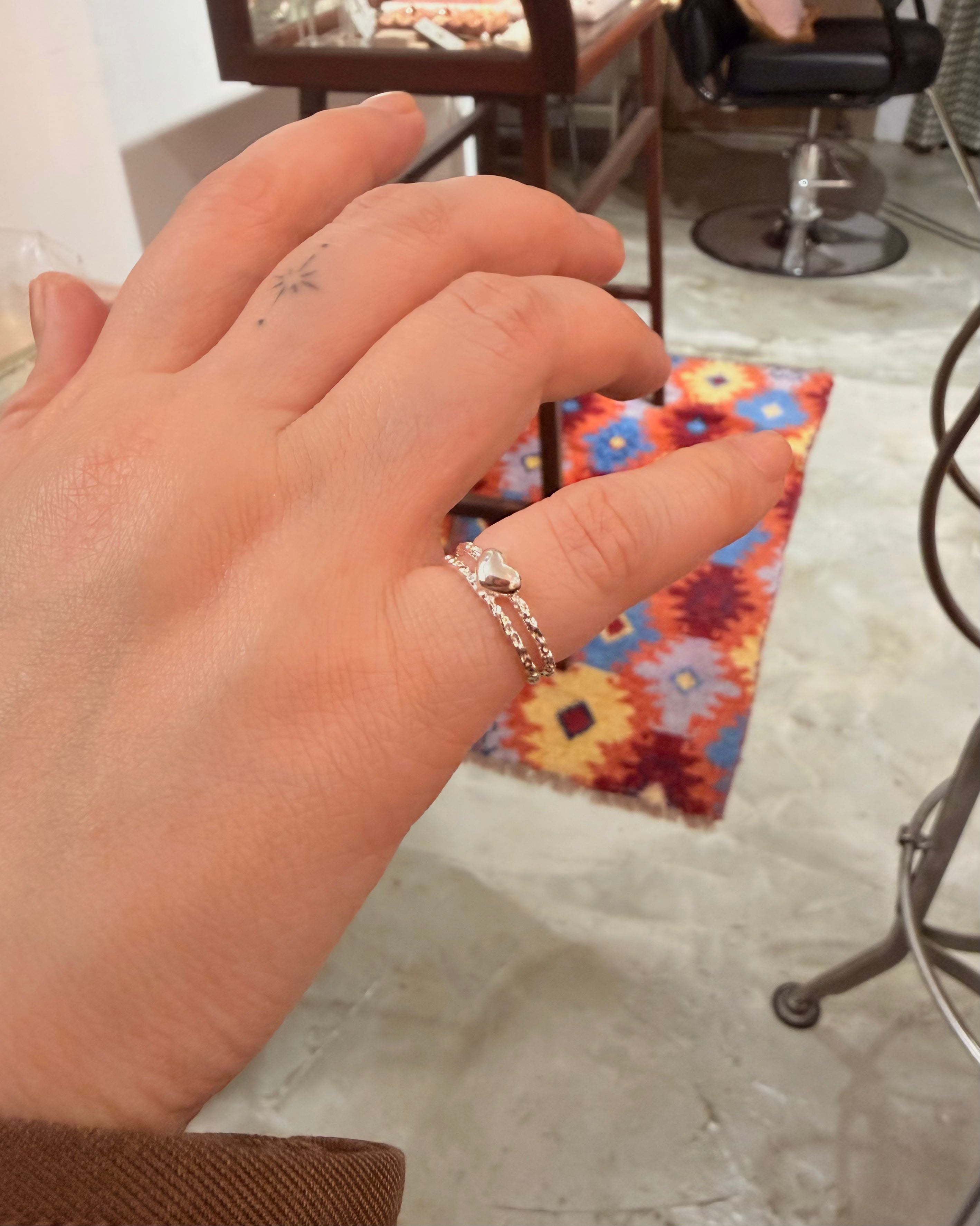 Heart double band 925 silver pinky ring