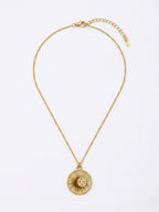 Stainless Steel Sun in Crescent Coin Necklace