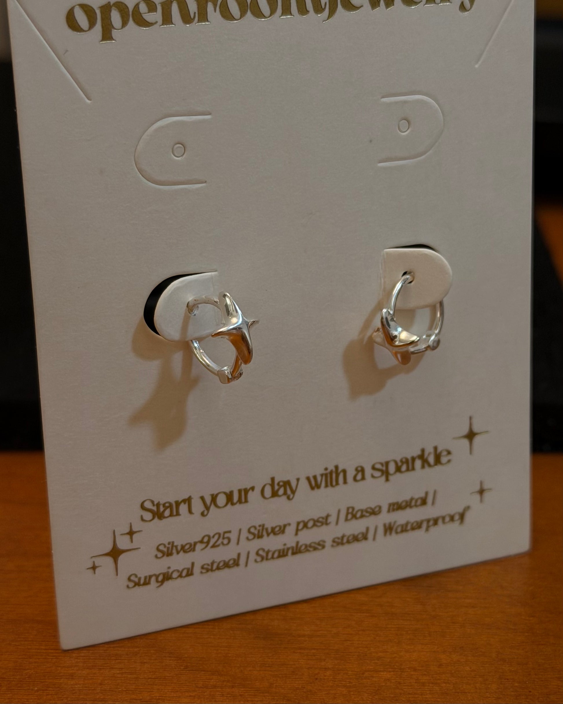 Star 925 silver hinged hoop earrings