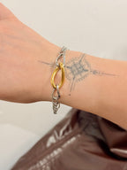 Mix tone interlock stainless steel bracelet