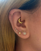 Round cz Opal surgical steel stud piercing (1pc)