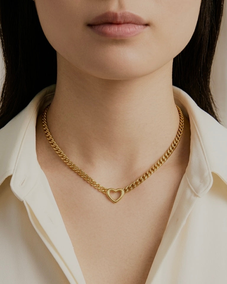 Heart Link Chain Stainless Steel Necklace