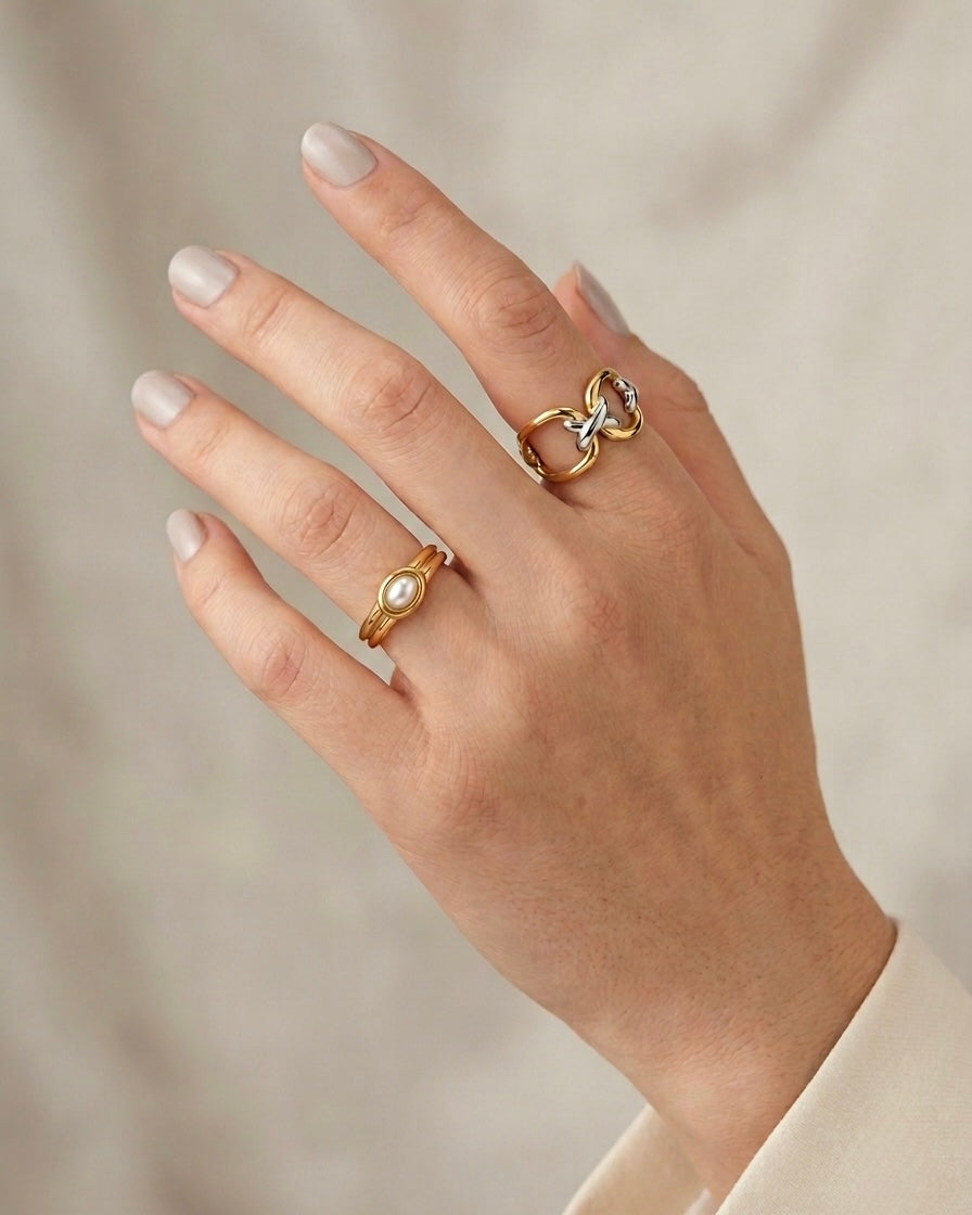Nova pearl stainless steel ring