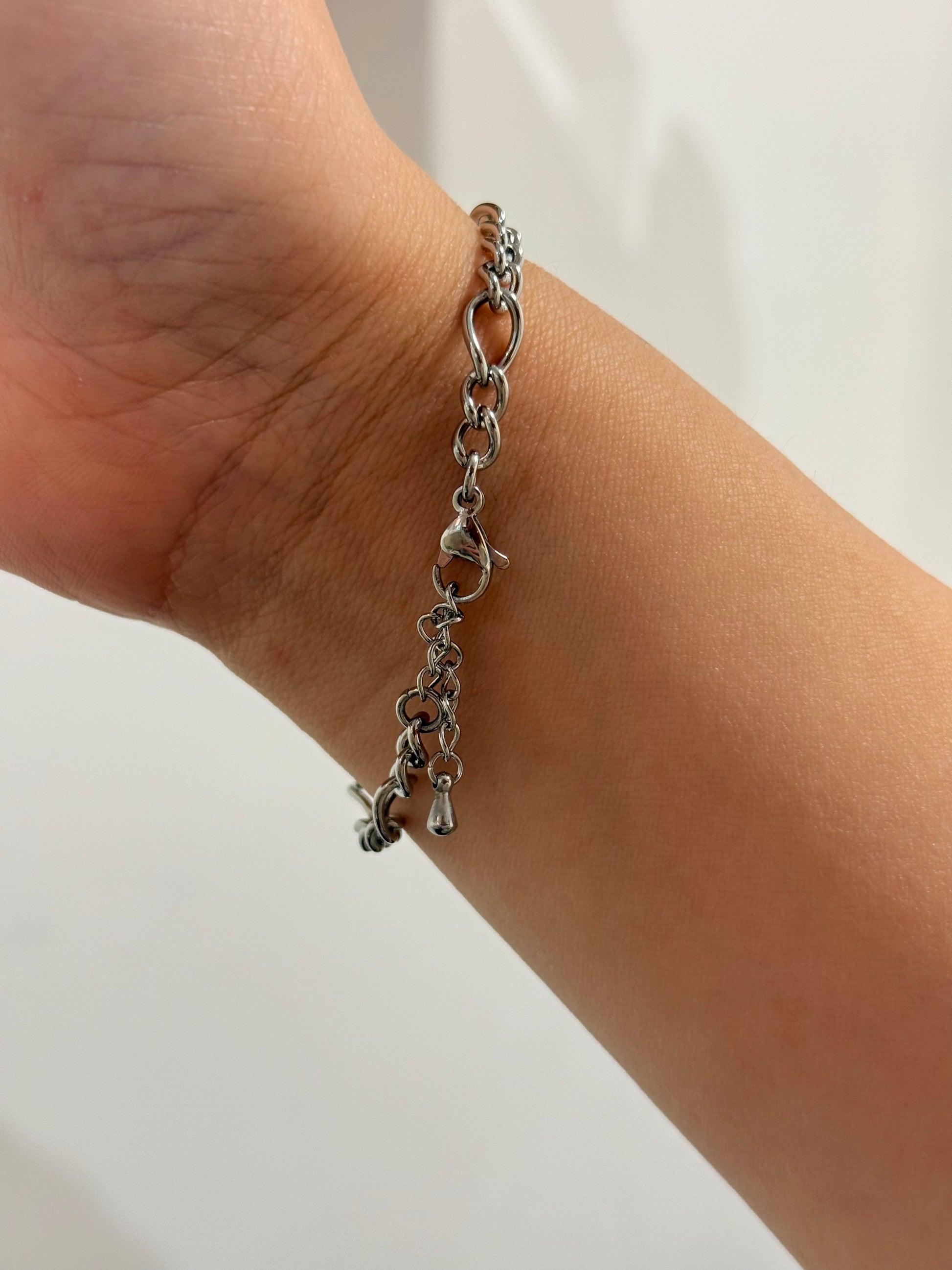 Mix tone interlock stainless steel bracelet