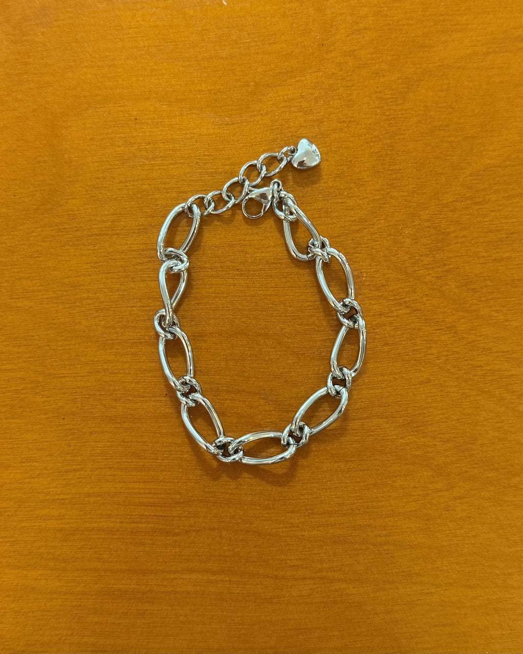 Interlock drop heart stainless steel bracelet