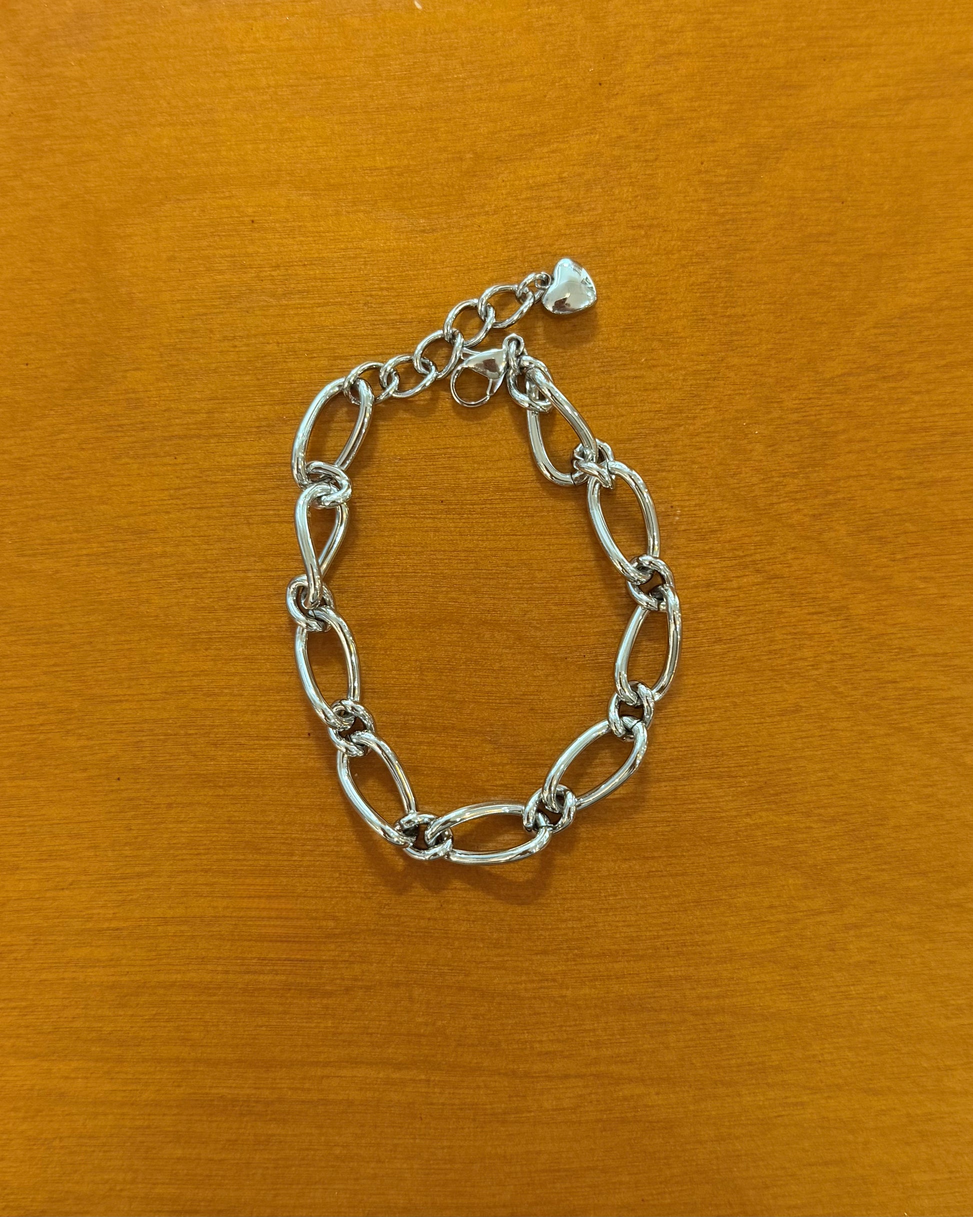 Interlock drop heart stainless steel bracelet