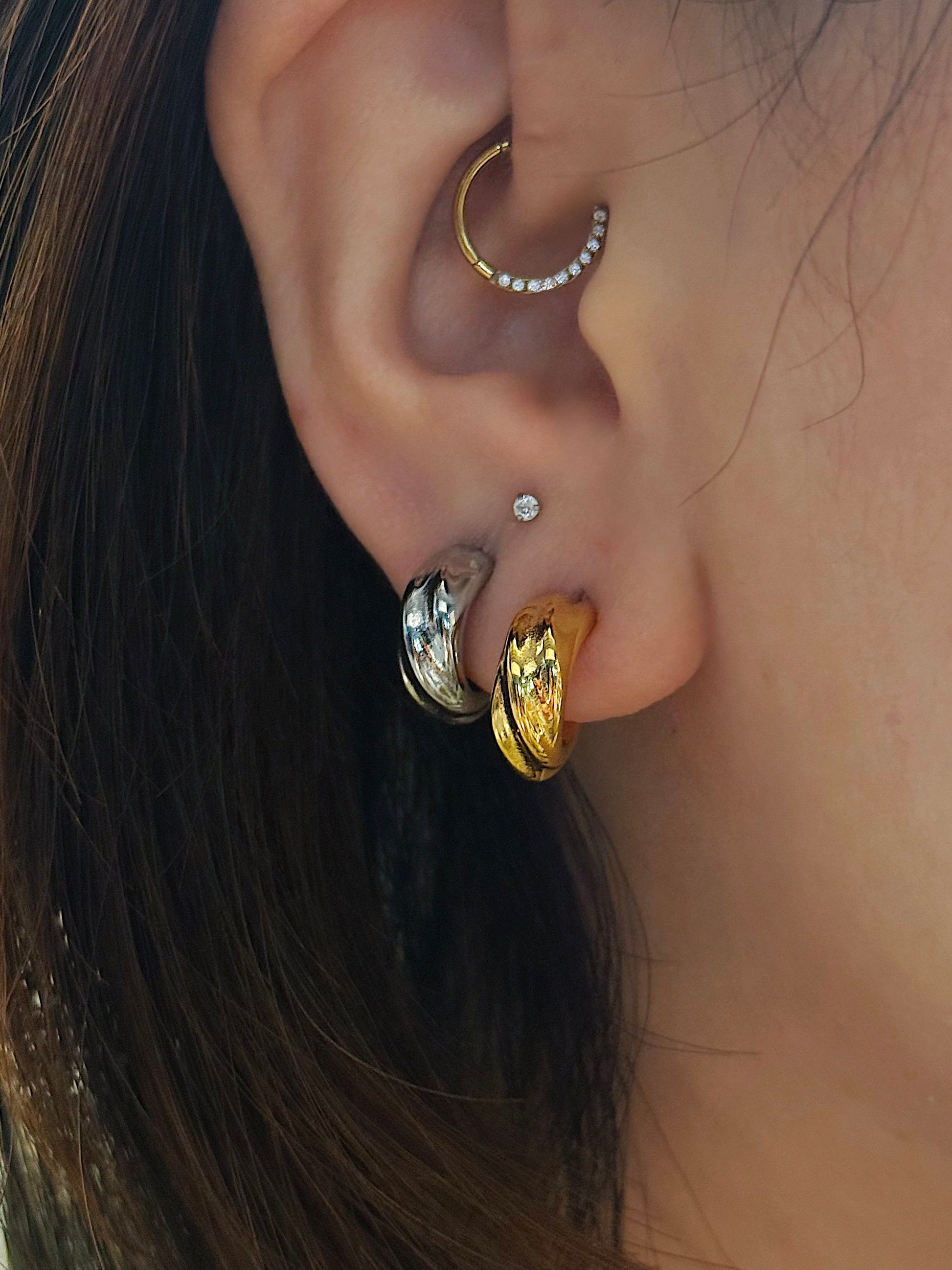 Twisted hoop stainless steel earrings