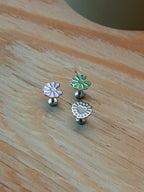 Stainless steel heart flat back earring