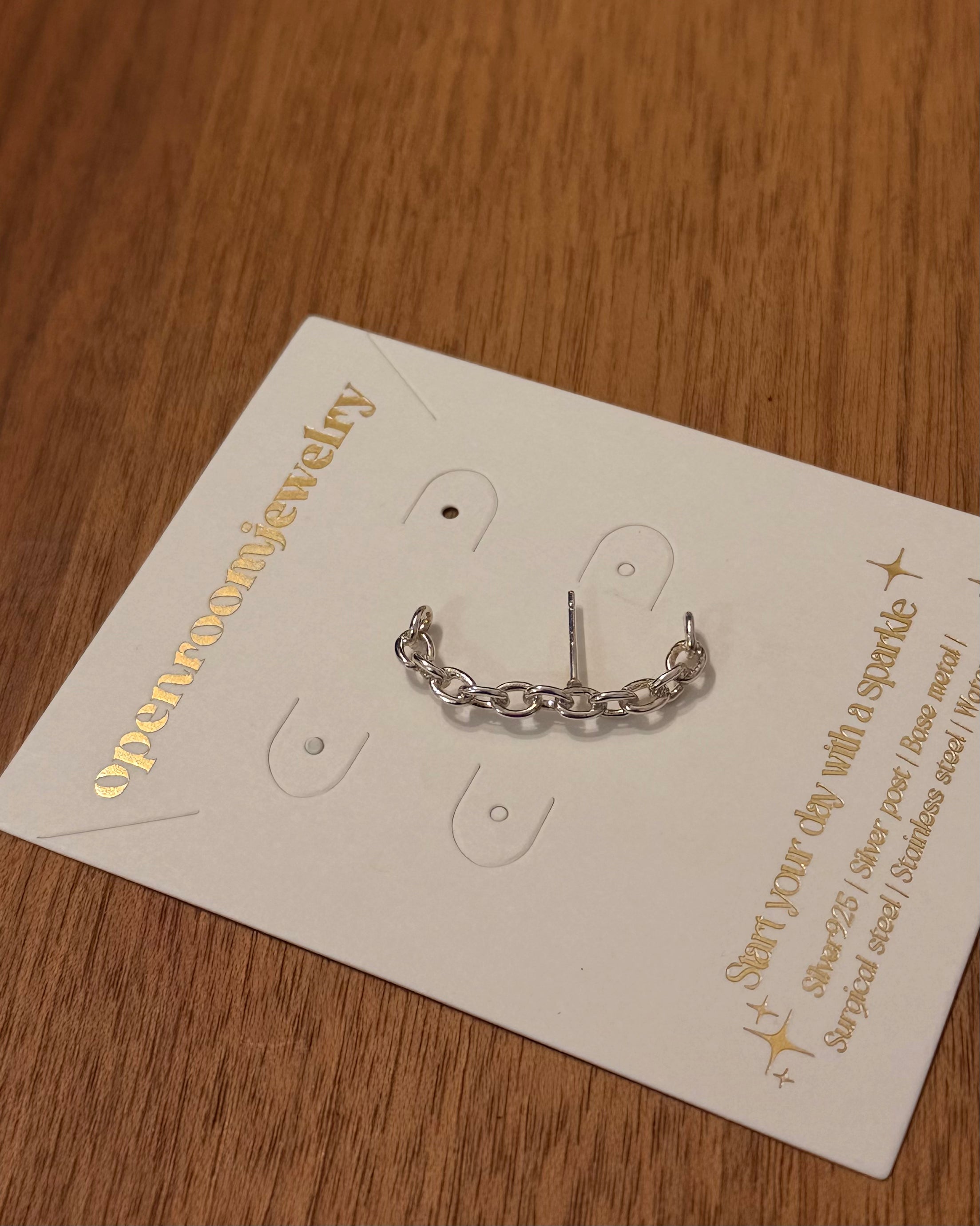 Chain illusion wrap 925 silver earring (1pc)