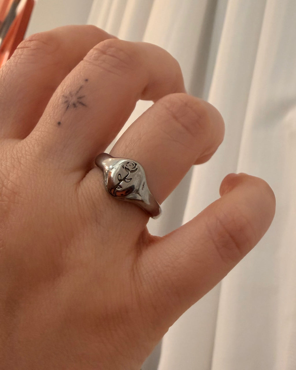 Floral stainless steel ring