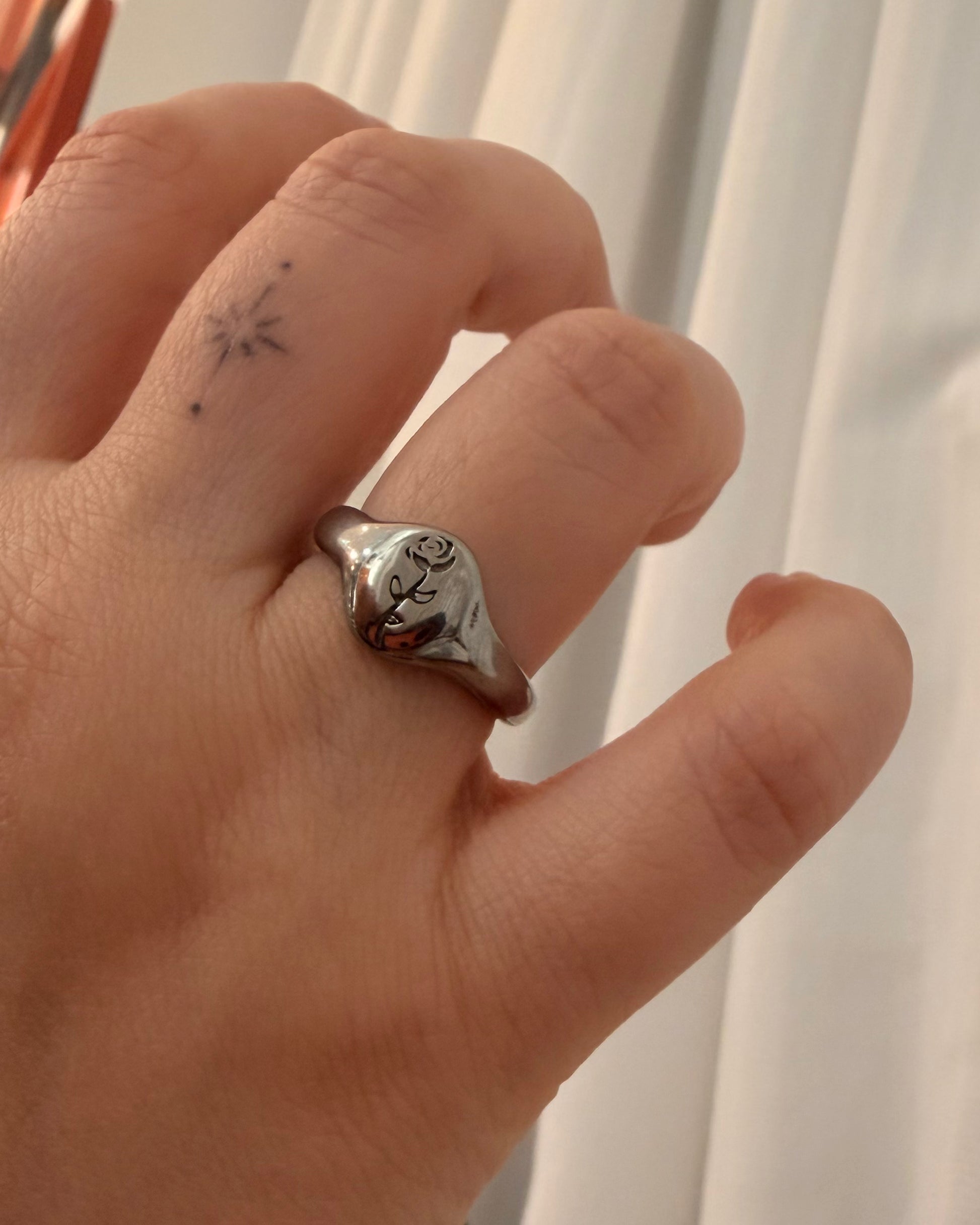 Floral stainless steel ring