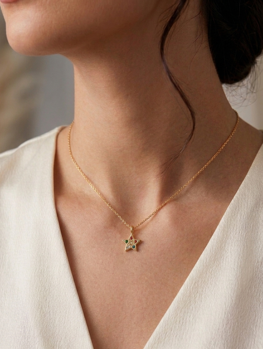 Aura stella brass necklace