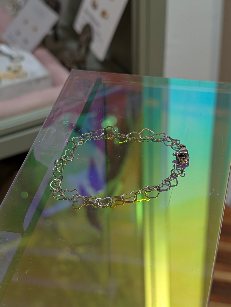 Heart interlock stainless steel bracelet