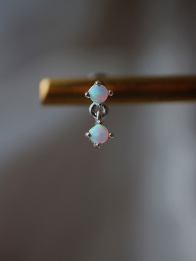 Double opal silver925 flat back piercing