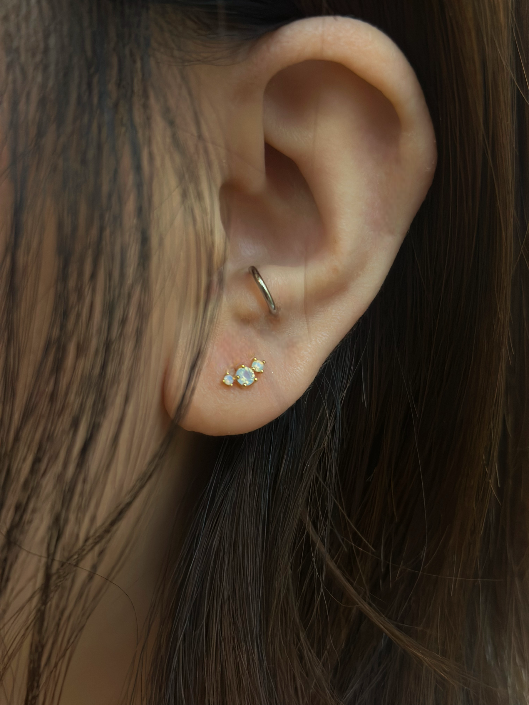 Triple CZ 925 silver 925 flat back piercing (1pc)