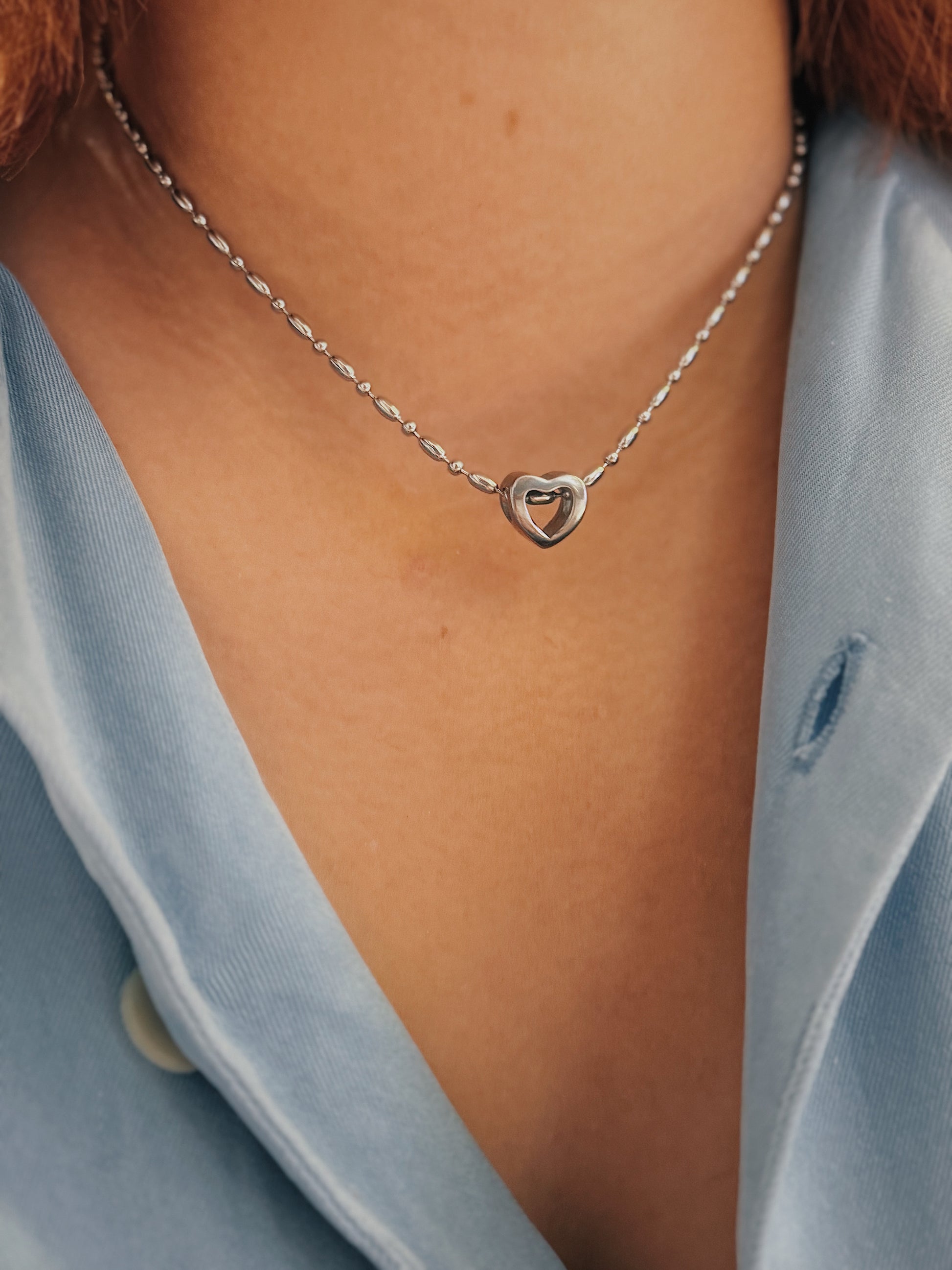 Heart stainless steel necklace (2ways)